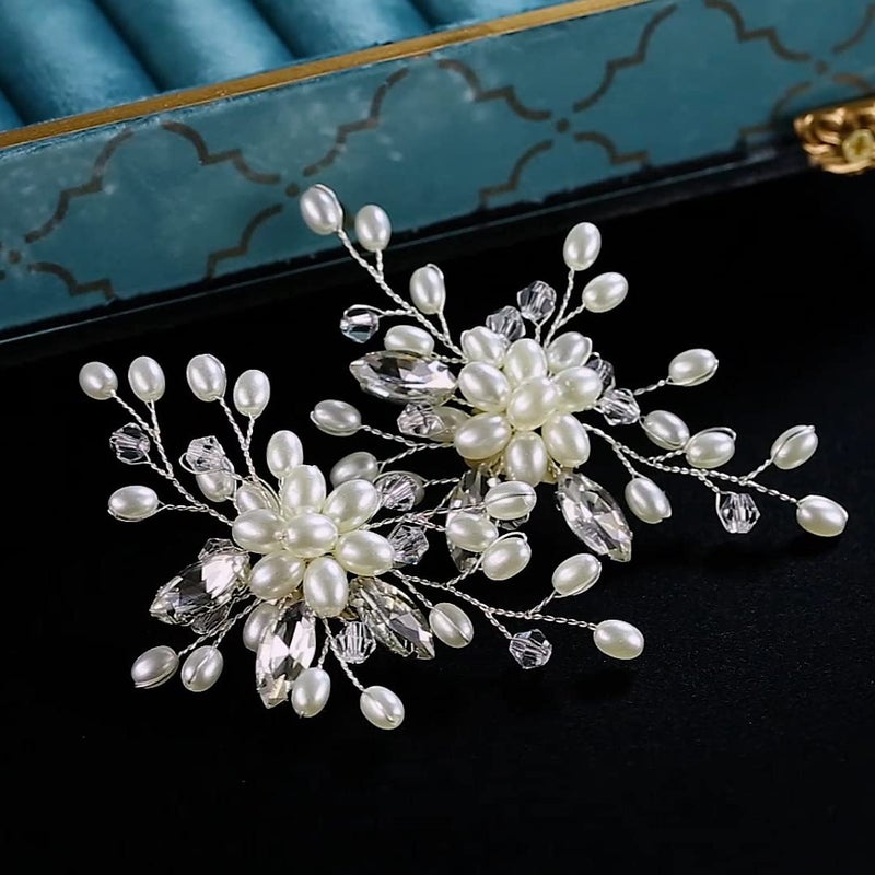 Flyonce Crystal Simulated Pearl Shoe Clips DIY Floral Shoe Buckle Shoe Decoration for Wedding Party 2 Pcs - Image 5